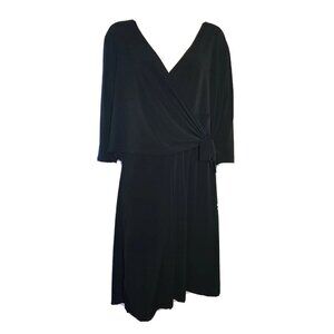 Merona Dress Womens Plus Size 2 Solid All Black Pullover 3/4 Sleeve V Neck